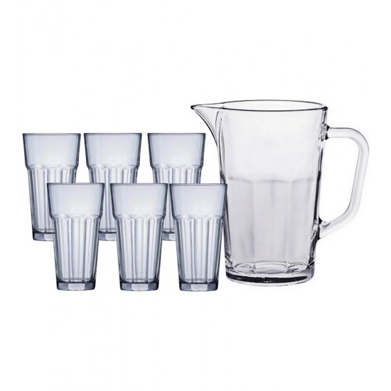 Jogo De Jarra 1,2l Com 6 Copos 380ml Em Vidro Maxim